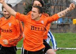 Franny More celebrates a goal at Rothes