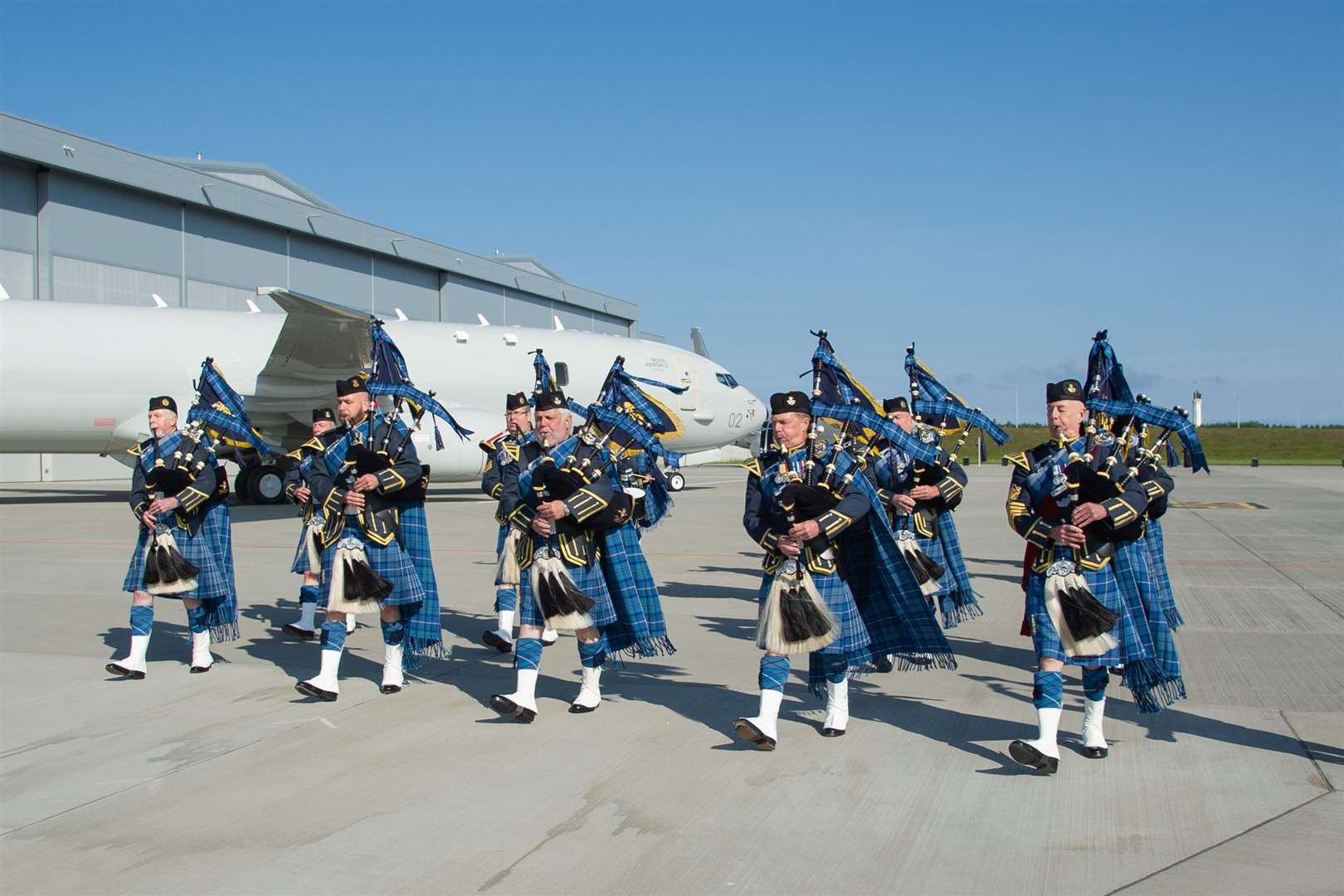 The RAF Lossiemouth Pipes and Drum Band. Picture: Daniel Forsyth.