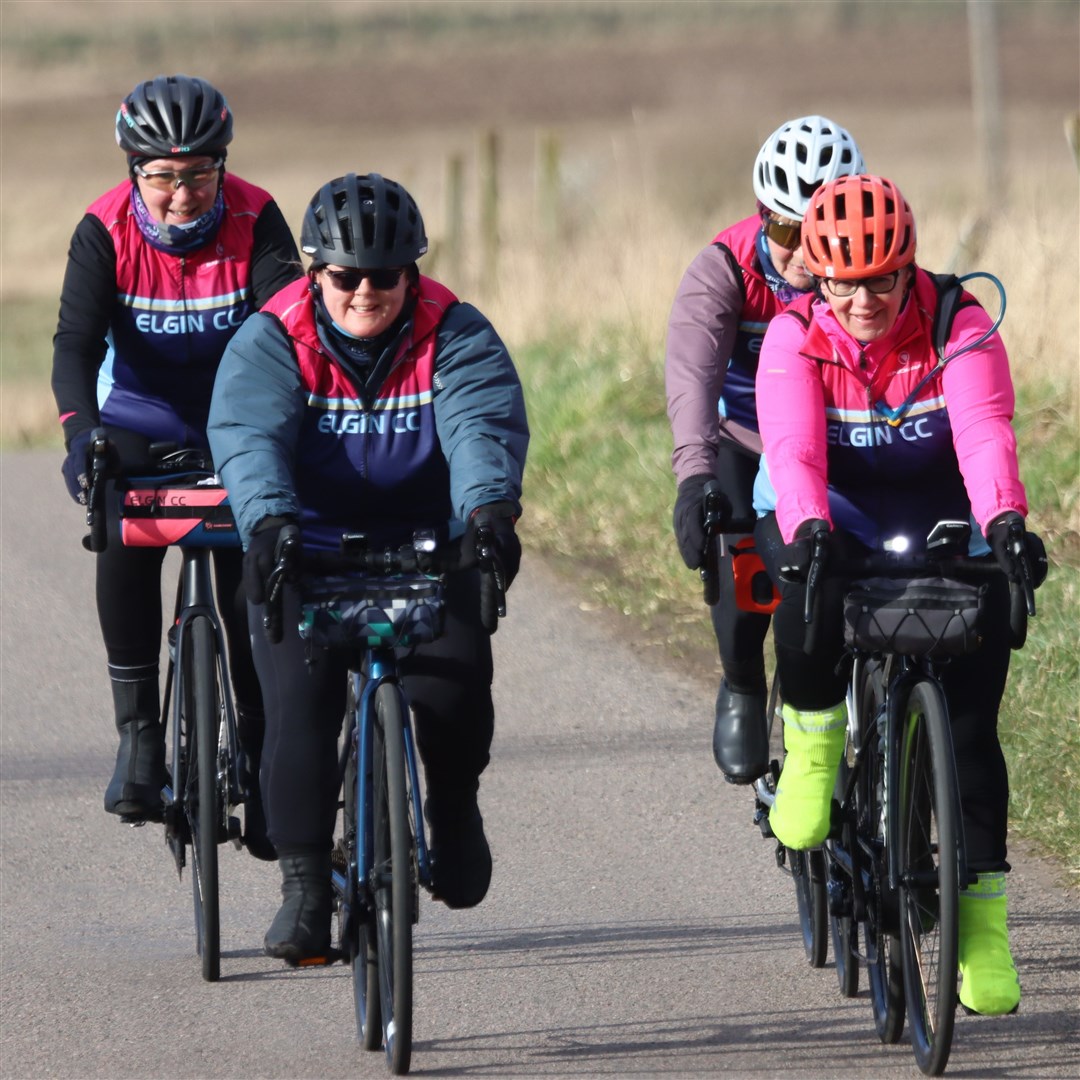 Elgin Cycling Club members Christine Poole, Tracy McBay, Fiona Frazer and Carol Holliday. Picture: Gordon Nicol