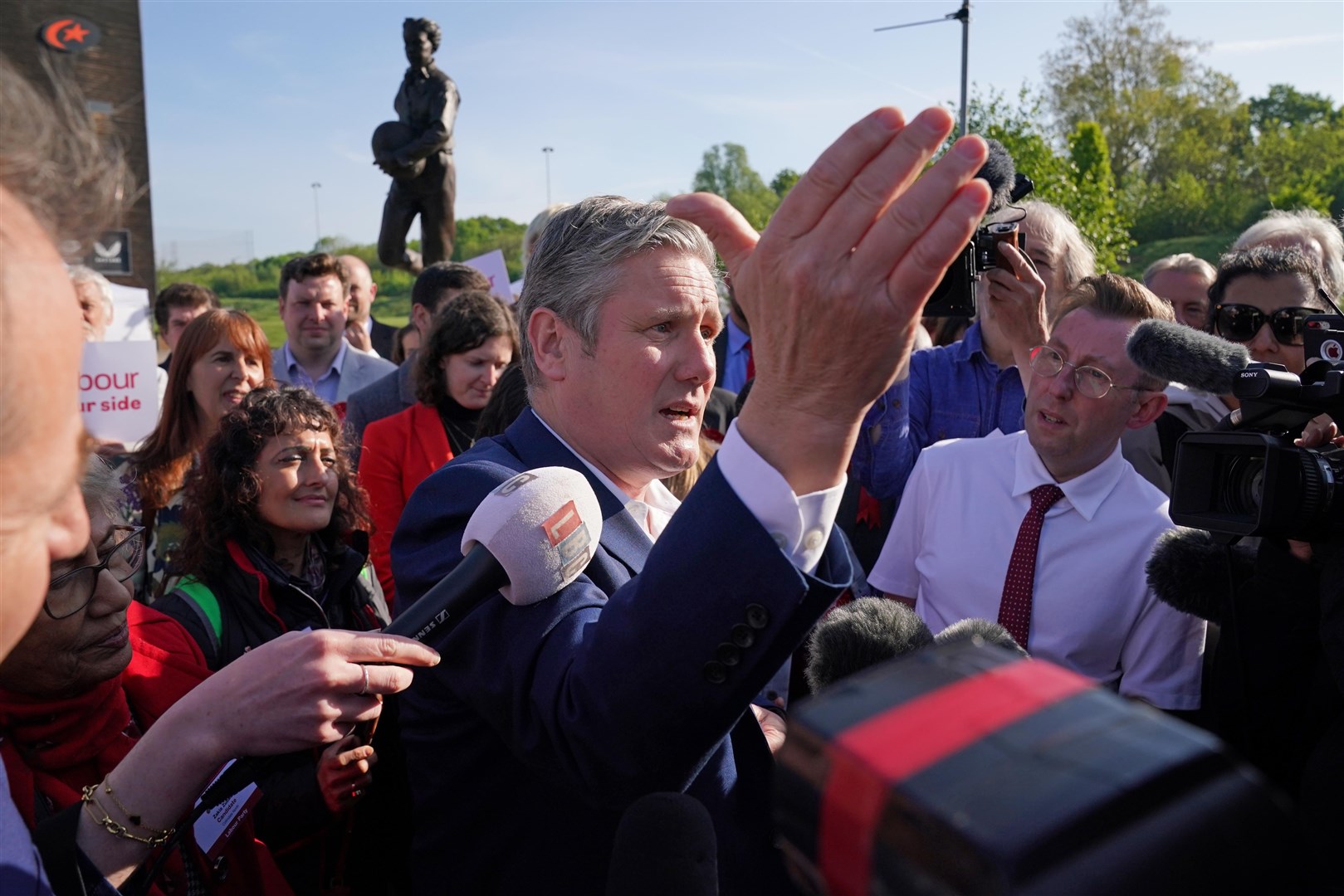 Labour leader Sir Keir Starmer speaks to supporters in Barnet, north London, after the party clinched victory in several key election battlegrounds (Jonathan Brady/PA)