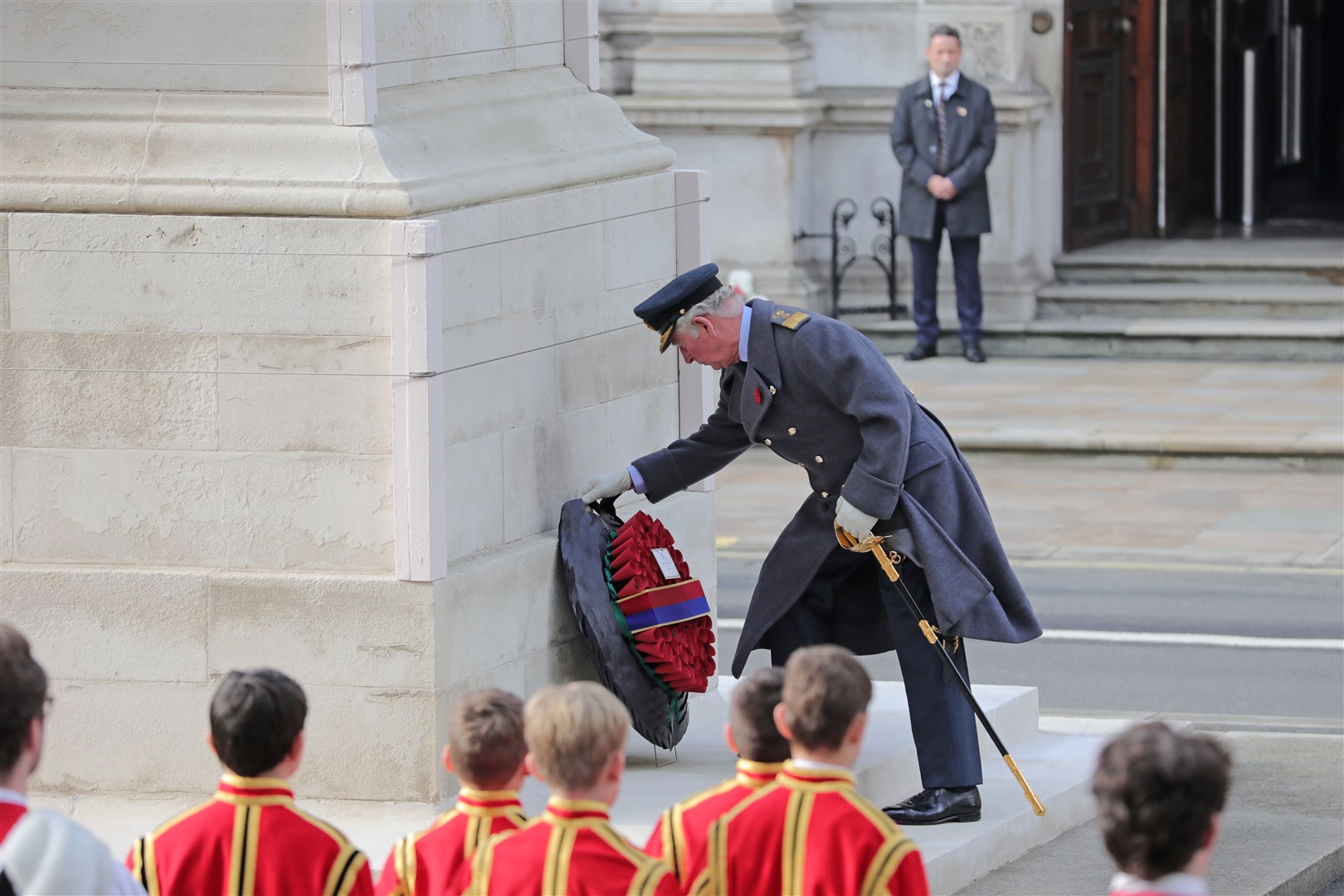 The Prince of Wales lays a wreath (Aaron Chown/PA)
