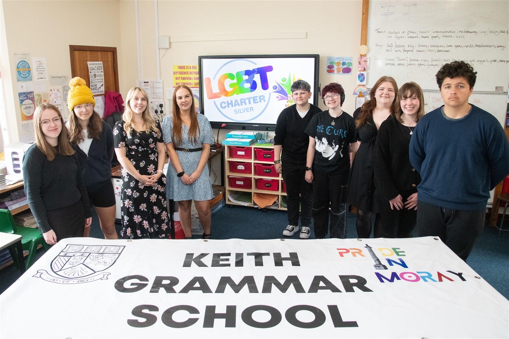 The LGBT group at Keith Grammar School celebrate their silver award. Picture: Daniel Forsyth