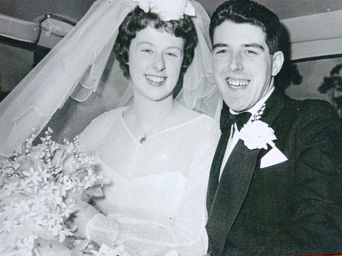 Ken and Lorna Robertson, from Lossiemouth, on their wedding day on March 28, 1961.
