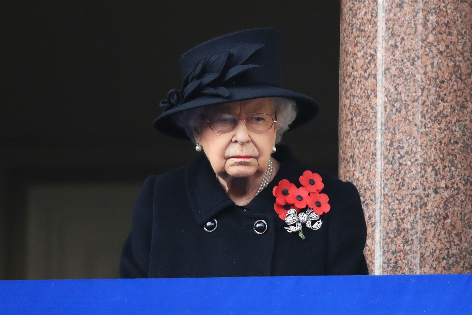 The Queen during the Remembrance Sunday service at the Cenotaph in Whitehall (Aaron Chown/PA)