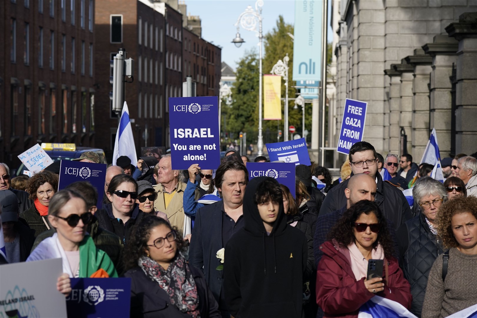 People attend a rally in Dublin in support of Israel (Niall Carson/PA)