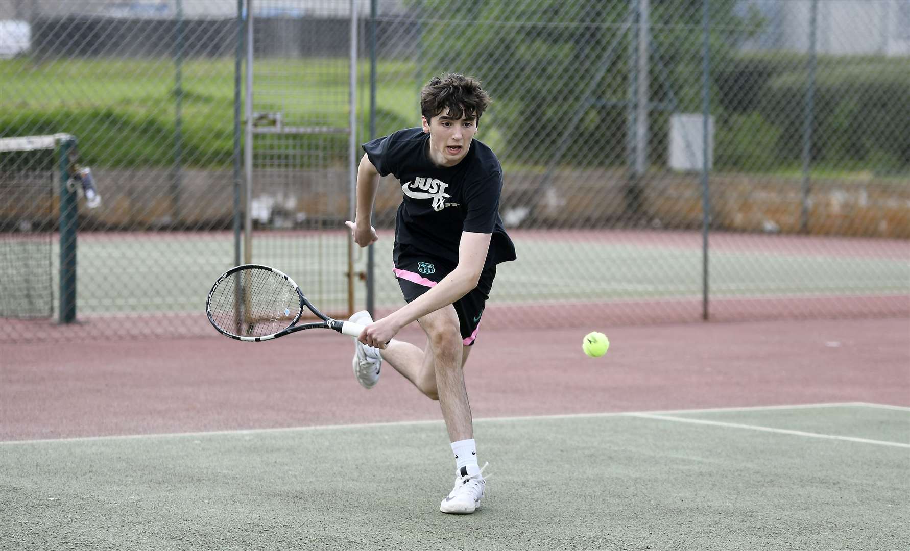 Liam Anderson...Speyside High playing in the quarter finals of the Scottish Cup at Rothes Tennis Club...Picture: Becky Saunderson..