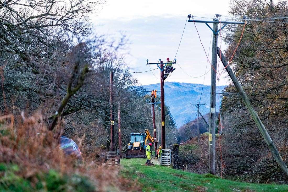 Work to restore power in the wake of Storm Arwen.