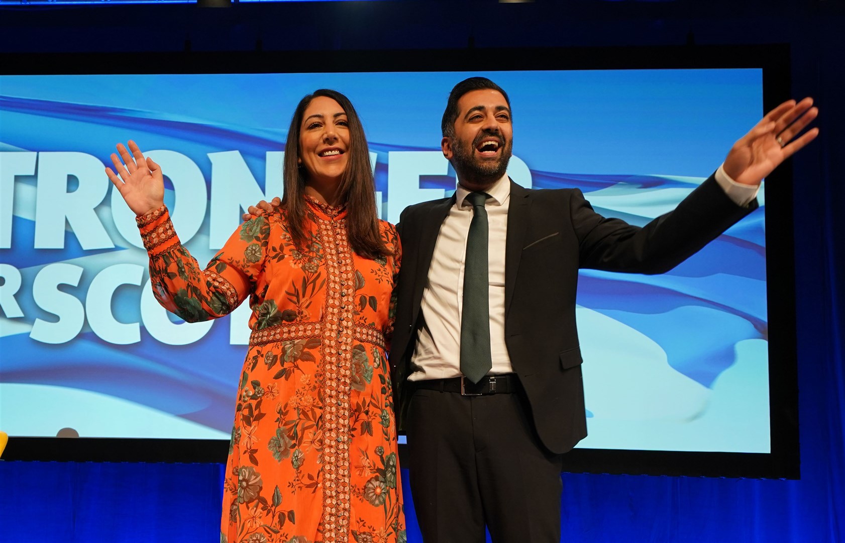 First Minister Humza Yousaf with his wife Nadia El-Nakla (Andrew Milligan/PA)