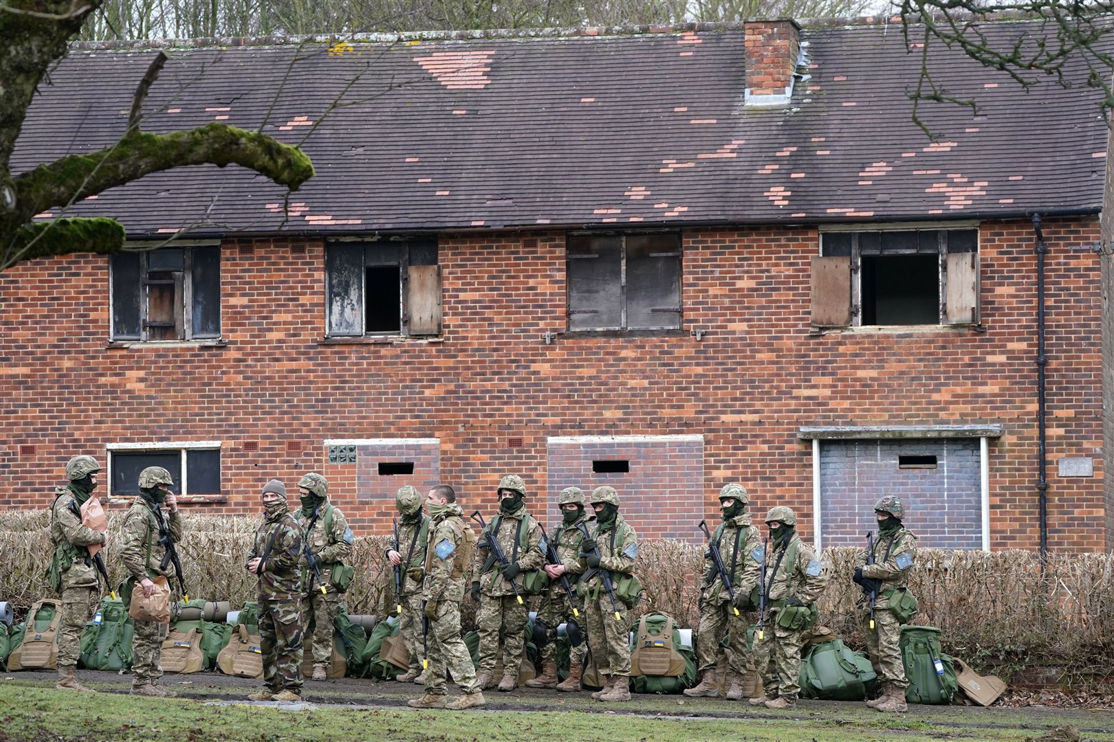During an exercise on how to clear buildings (Owen Humphreys/PA)