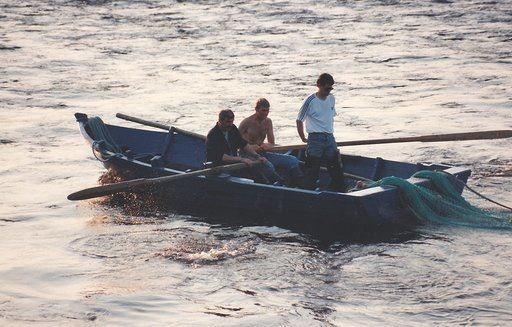 Crews netted salmon using a flat-bottomed boat – a coble. Picture: Ewen Jessiman.