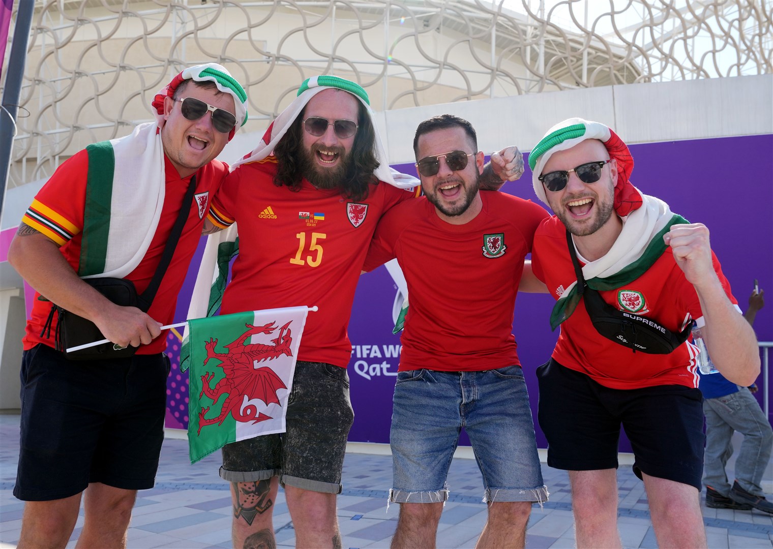 Wales fans arrive at the Ahmad Bin Ali Stadium (Martin Rickett/PA)