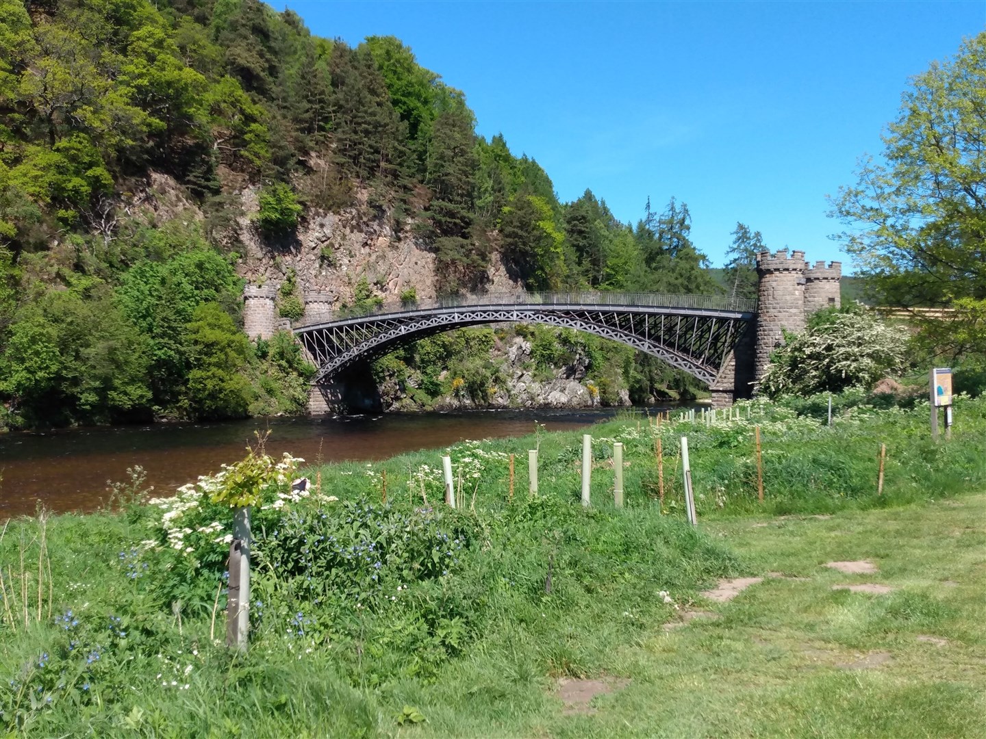 The Telford Bridge over the River Spey at Craigellachie.