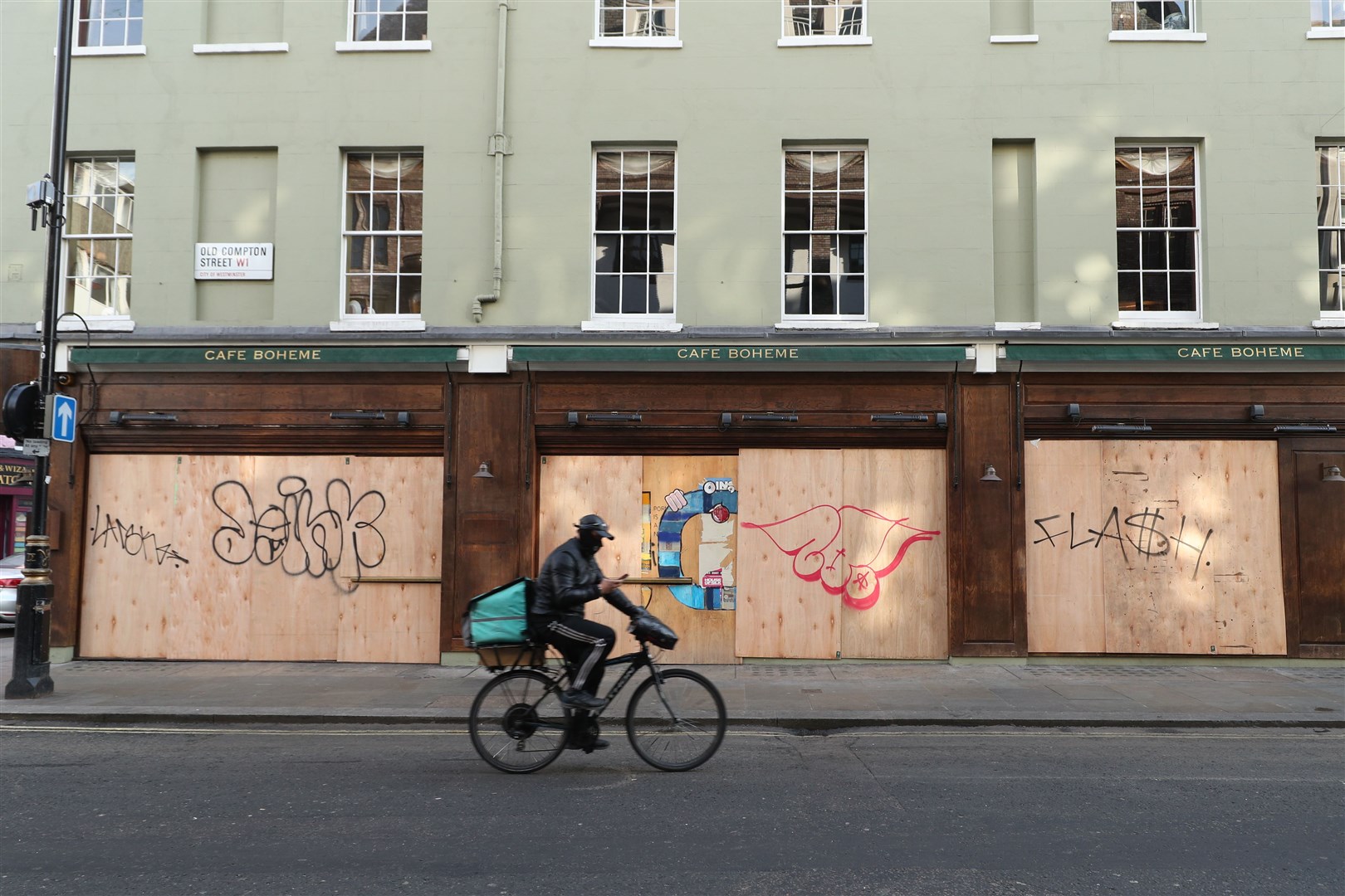 Boarded up bars in Soho, London, during the four week national lockdown for England (Yui Mok/PA)