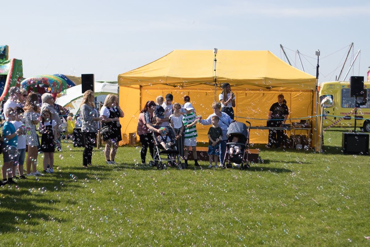 Bubbles fill Lossiemouth's playing fields at Logan's Family Fun Day on Sunday.