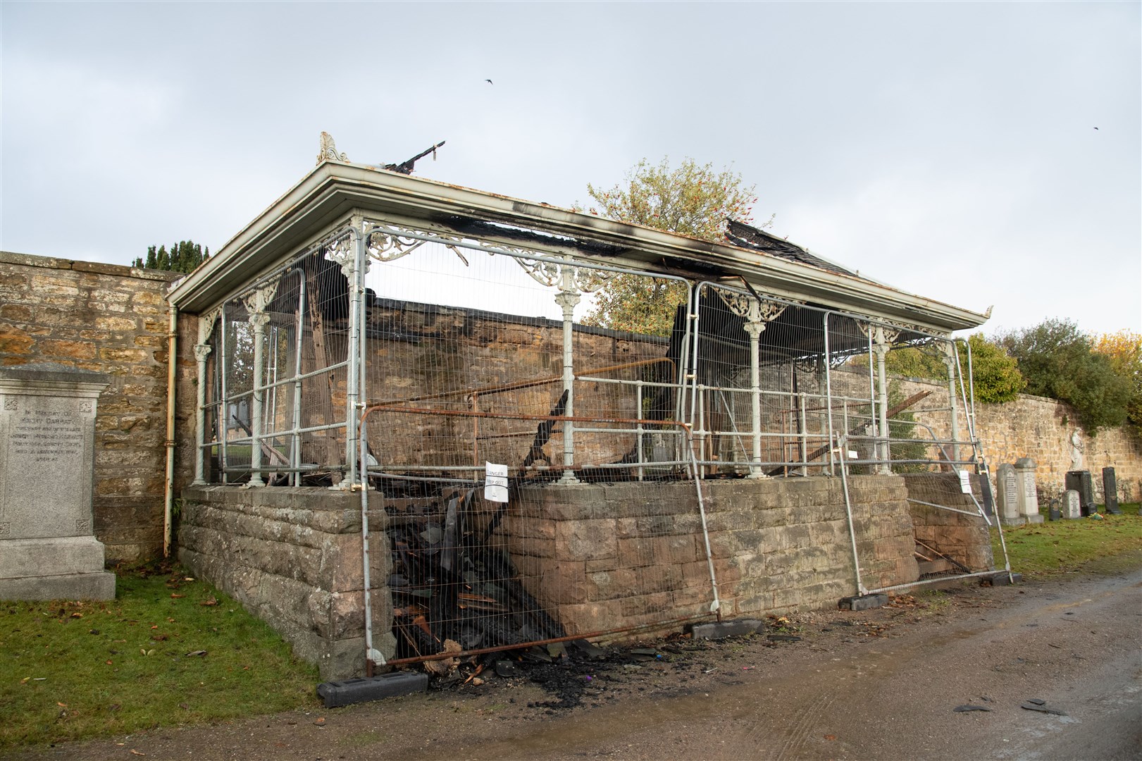 The pavilion in the immediate aftermath of the fire. Picture: Daniel Forsyth.