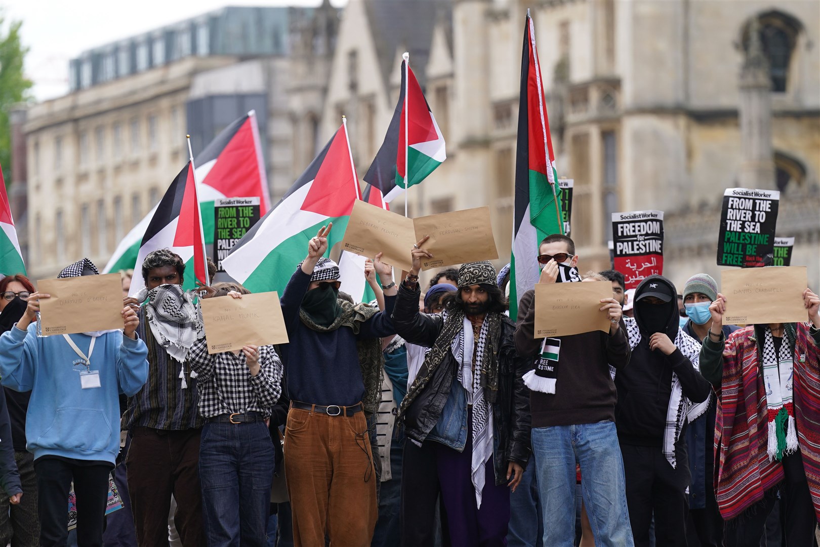 Students staged a march as part of their calls for a Gaza ceasefire at Cambridge University on Tuesday (Joe Giddens/PA)