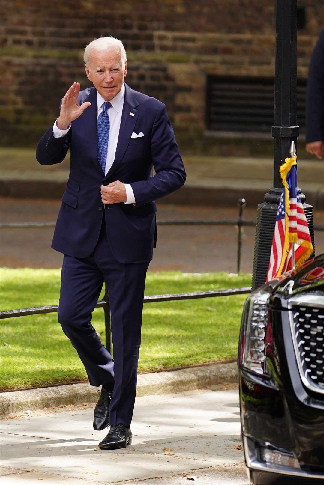 US President Joe Biden arrives in Downing Street (James Manning/PA)