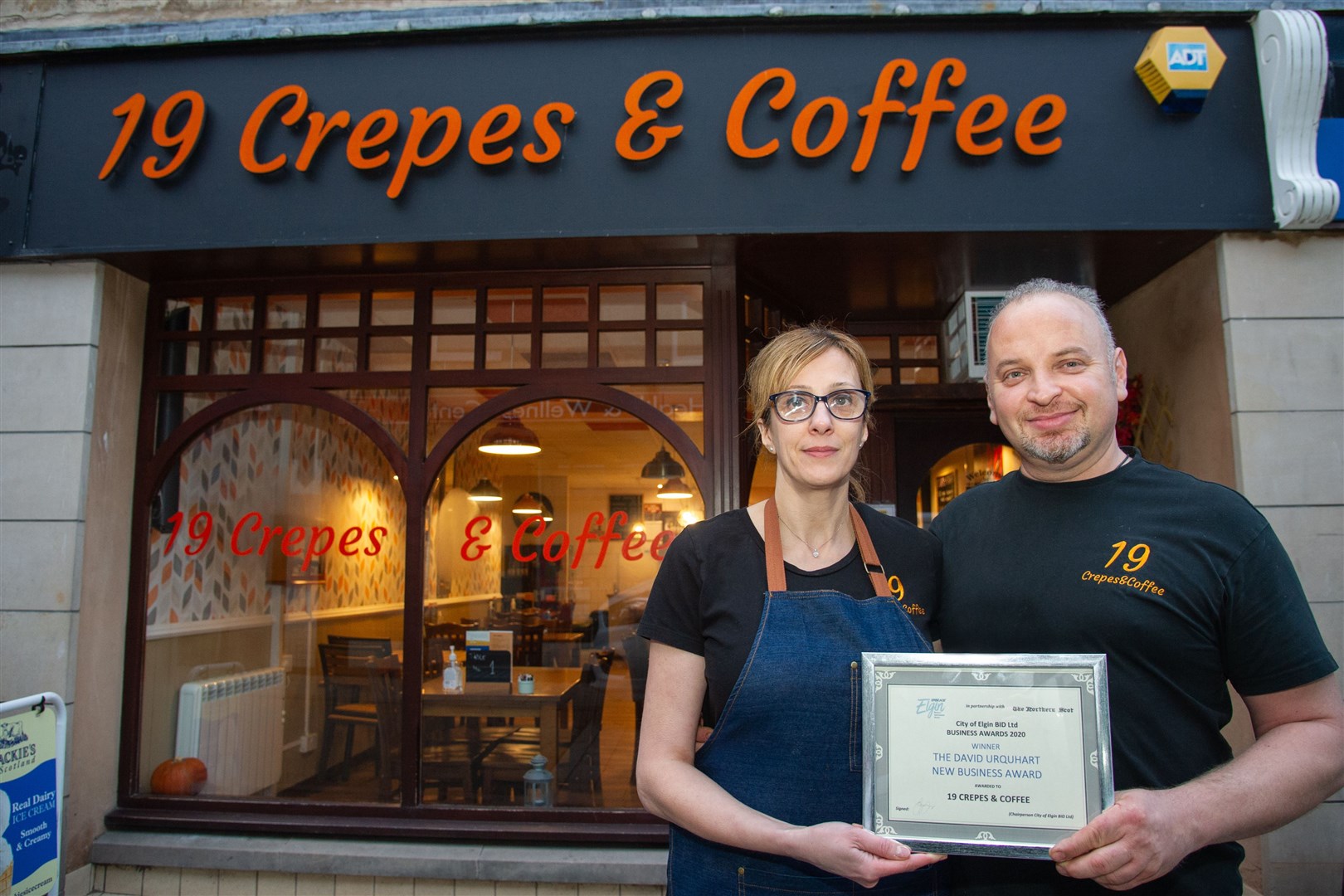 Daniel and Alina Brujban of 19 Crepes & Coffee were the winners of the David Urquhart New Business Award...Winners of the 2020 Elgin BID Business Awards...Picture: Daniel Forsyth..