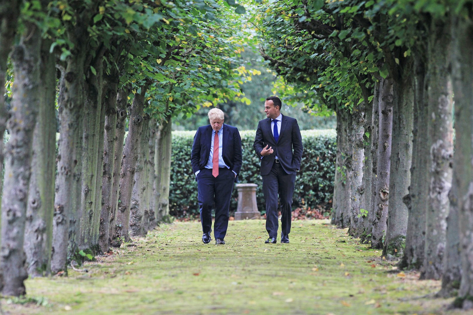Leo Varadkar meeting with Prime Minister Boris Johnson at Thornton Manor Hotel on The Wirral (Government Information Service/PA)