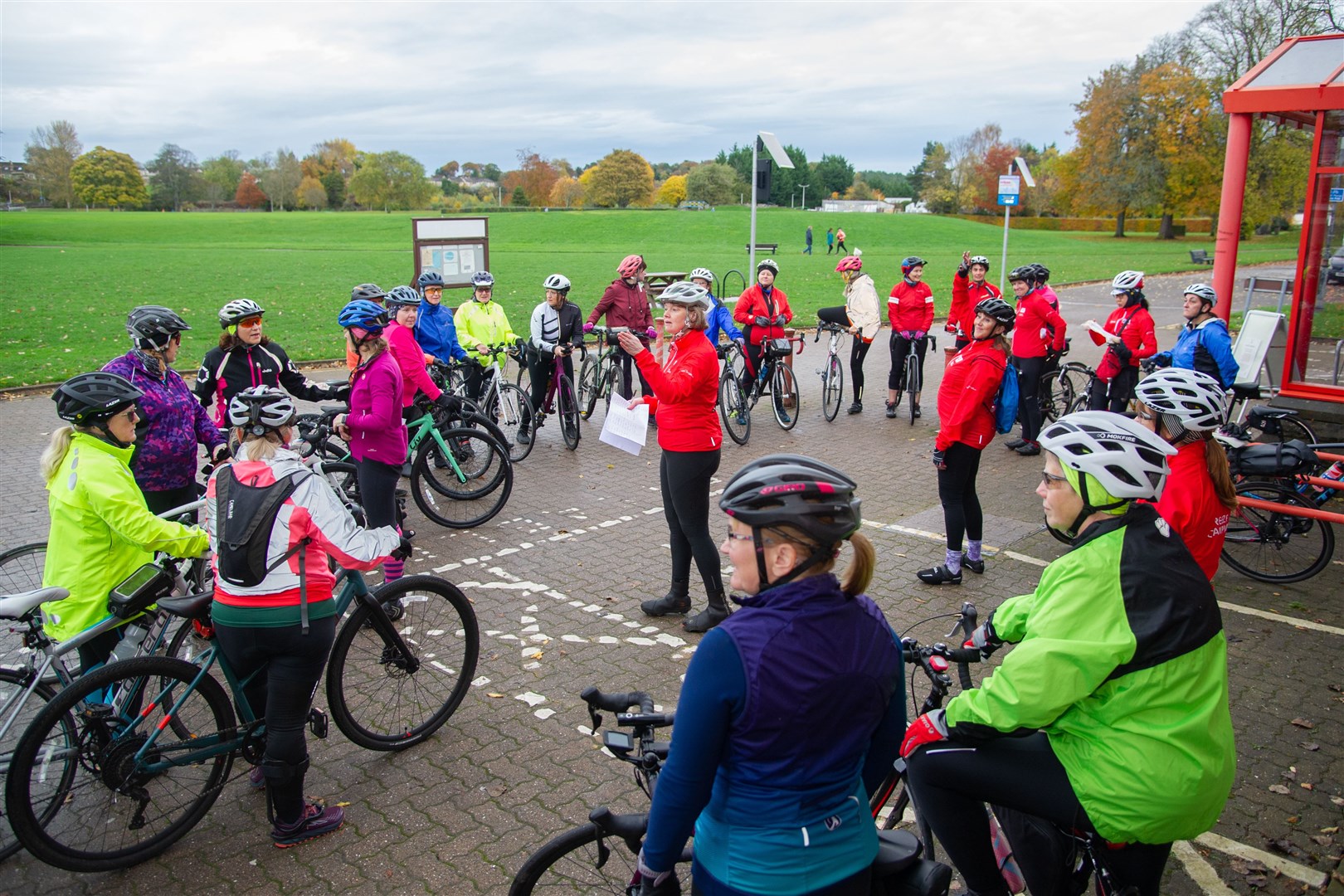 Cyclists assemble at the Elgin Library for the Elgin and Nairn Breeze ride. Picture: Daniel Forsyth.