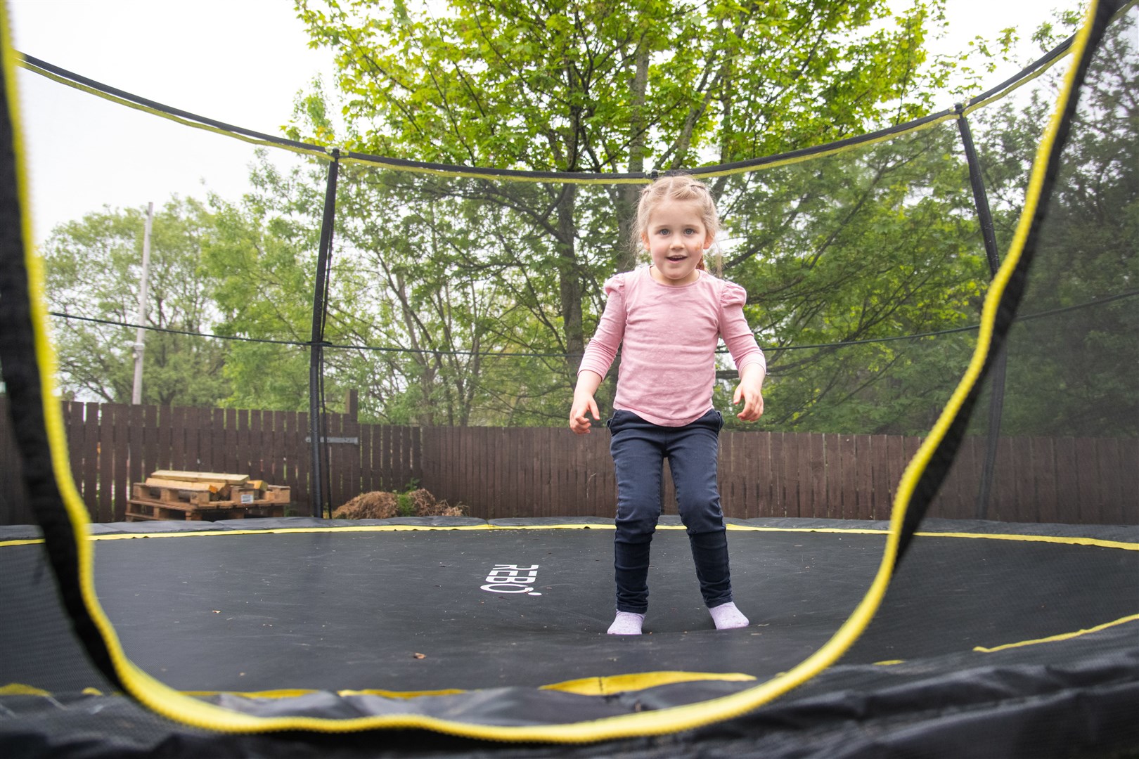 Robyn Weir enjoyed playing on the garden's trampoline. Picture: Daniel Forsyth