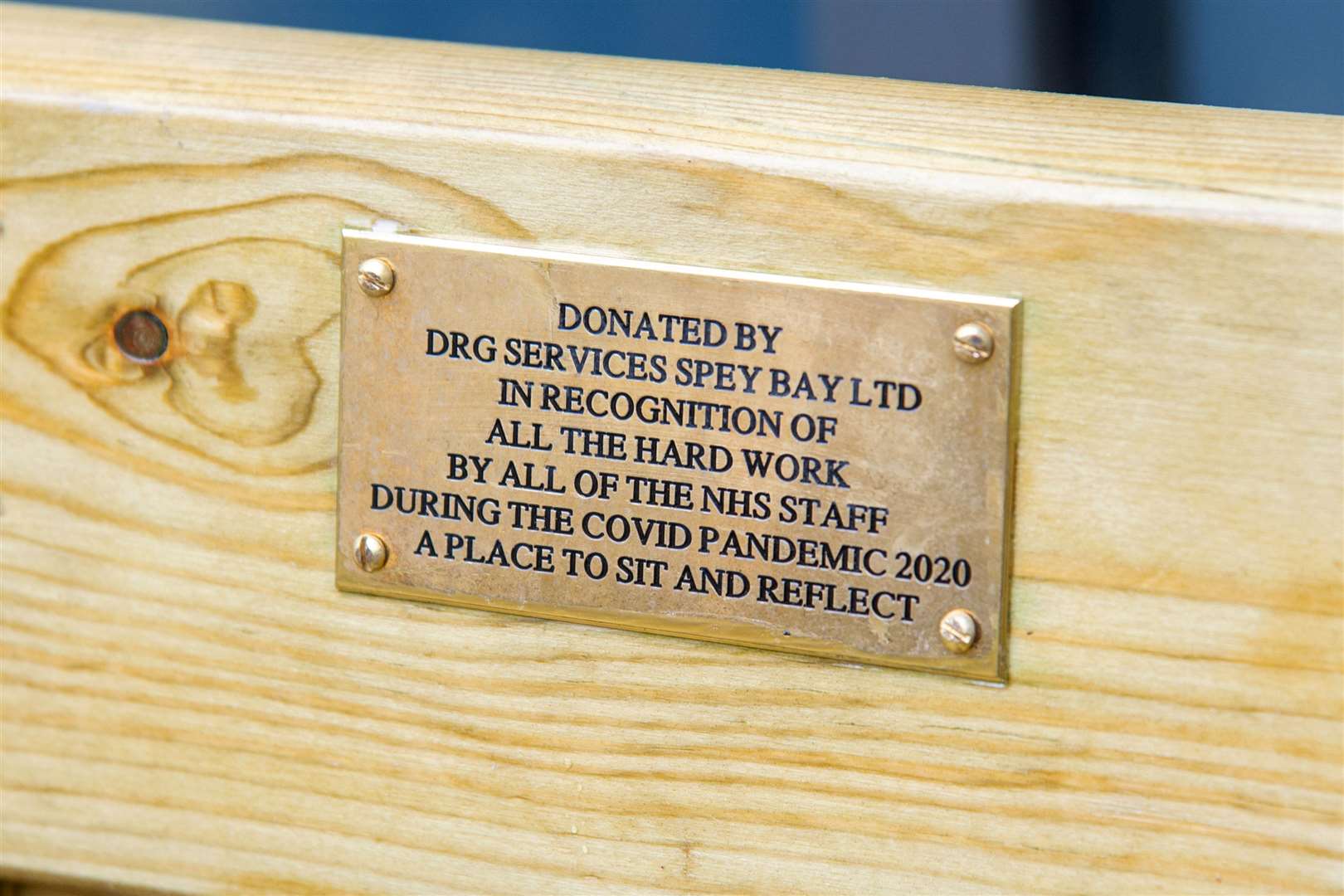 DRG Services Spey Bay set £10 aside from each sale for a spell during the coronavirus lockdown to buy the new bench, inscribed with a plaque, for Dr Gray's sensory garden. Picture: Daniel Forsyth.