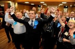 Moray's new MP Douglas Ross celebrates with supporters