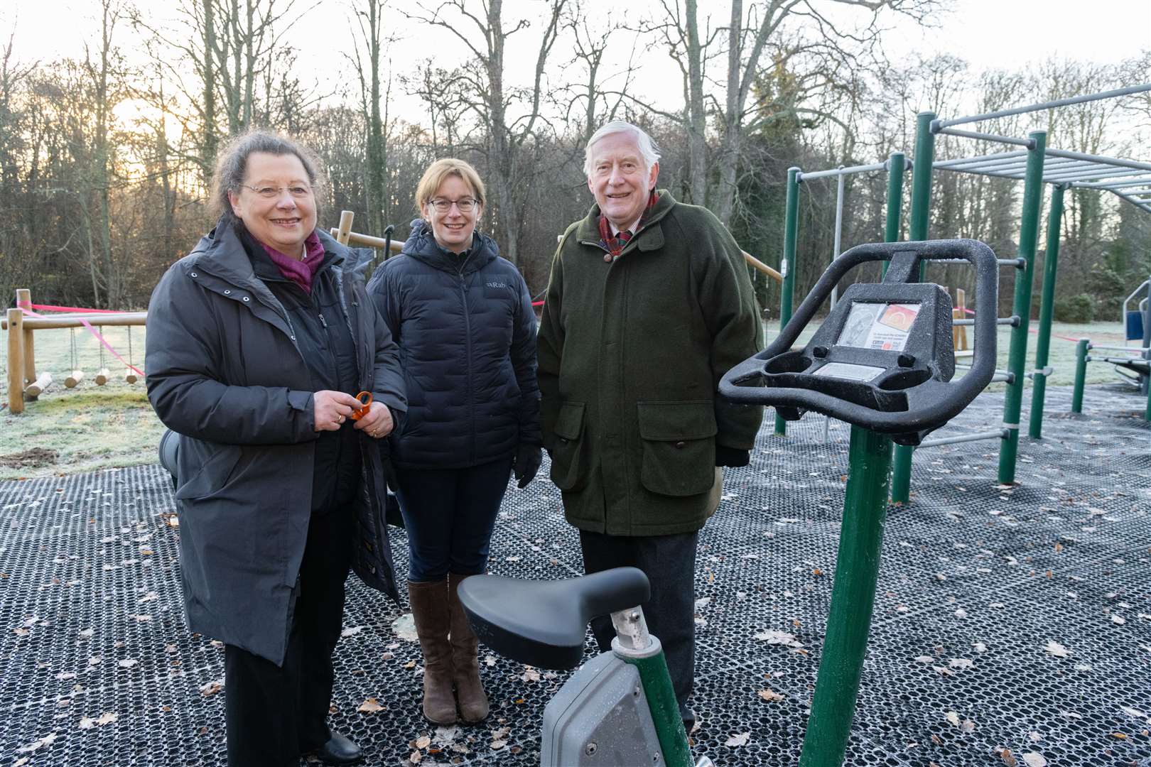 From left: Ann Rossiter, Councillor Kathleen Robertson and Lord-Lieutenant of Moray, Seymour Monro, at the official opening of the community outdoor gym. Picture: Beth Taylor