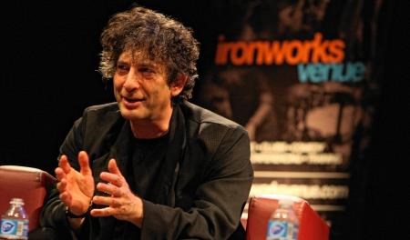 Neil Gaiman telling tales at The Ironworks.