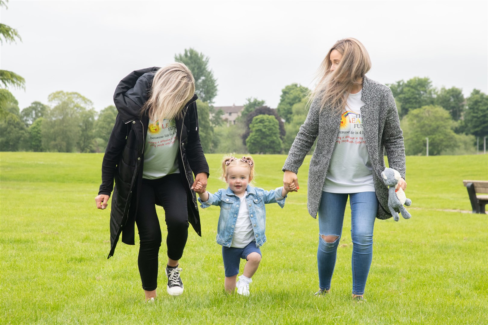 Esme helps nana Annette Thomson and mum Claire Thomson get in some steps ahead of the Kiltwalk. Picture: Beth Taylor