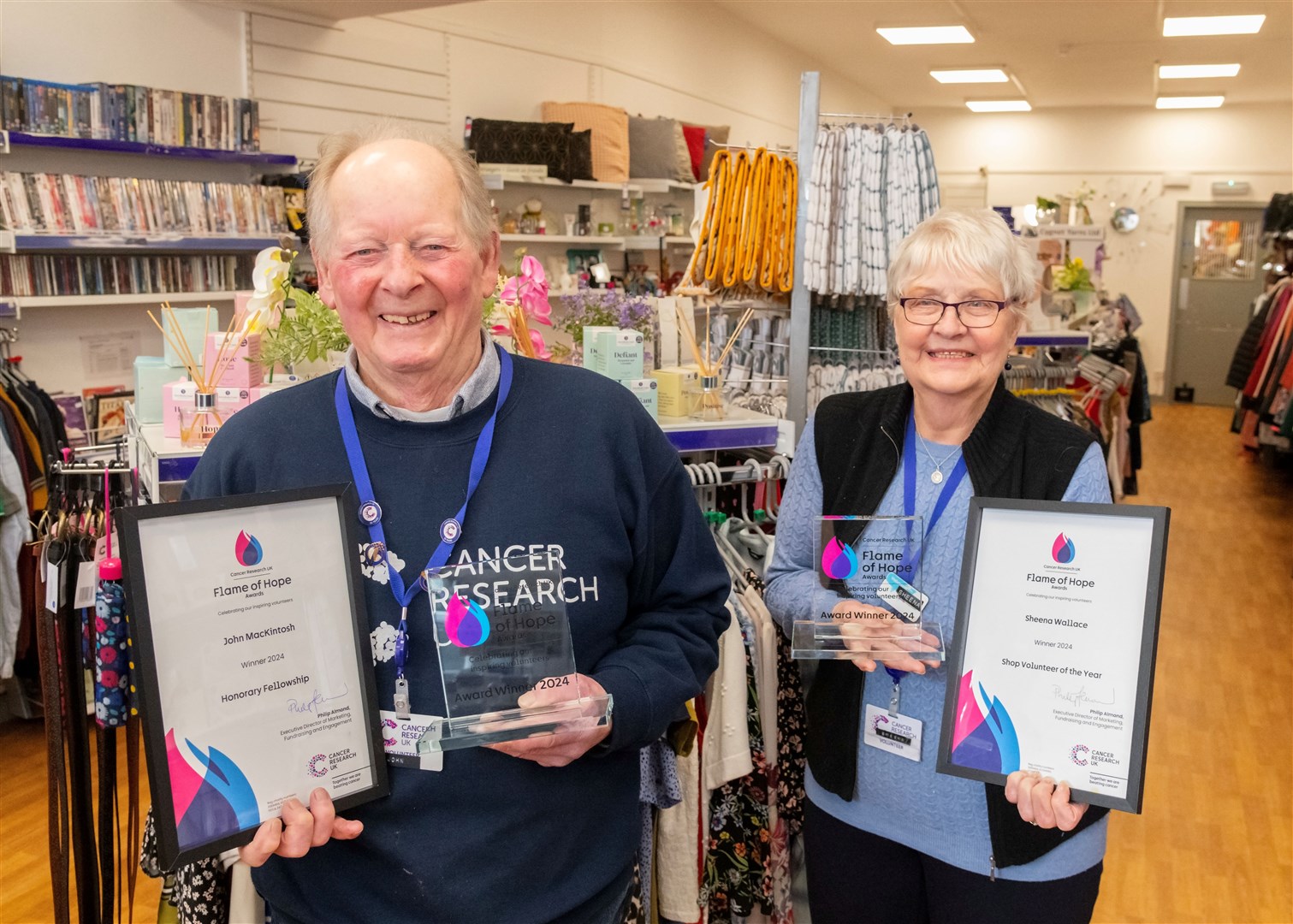 John MacKintosh won the Honorary Fellowship Award and Sheena Wallace won Volunteer of the Year at the annual Flame of Hope awards in Edinburgh.Picture: Beth Taylor