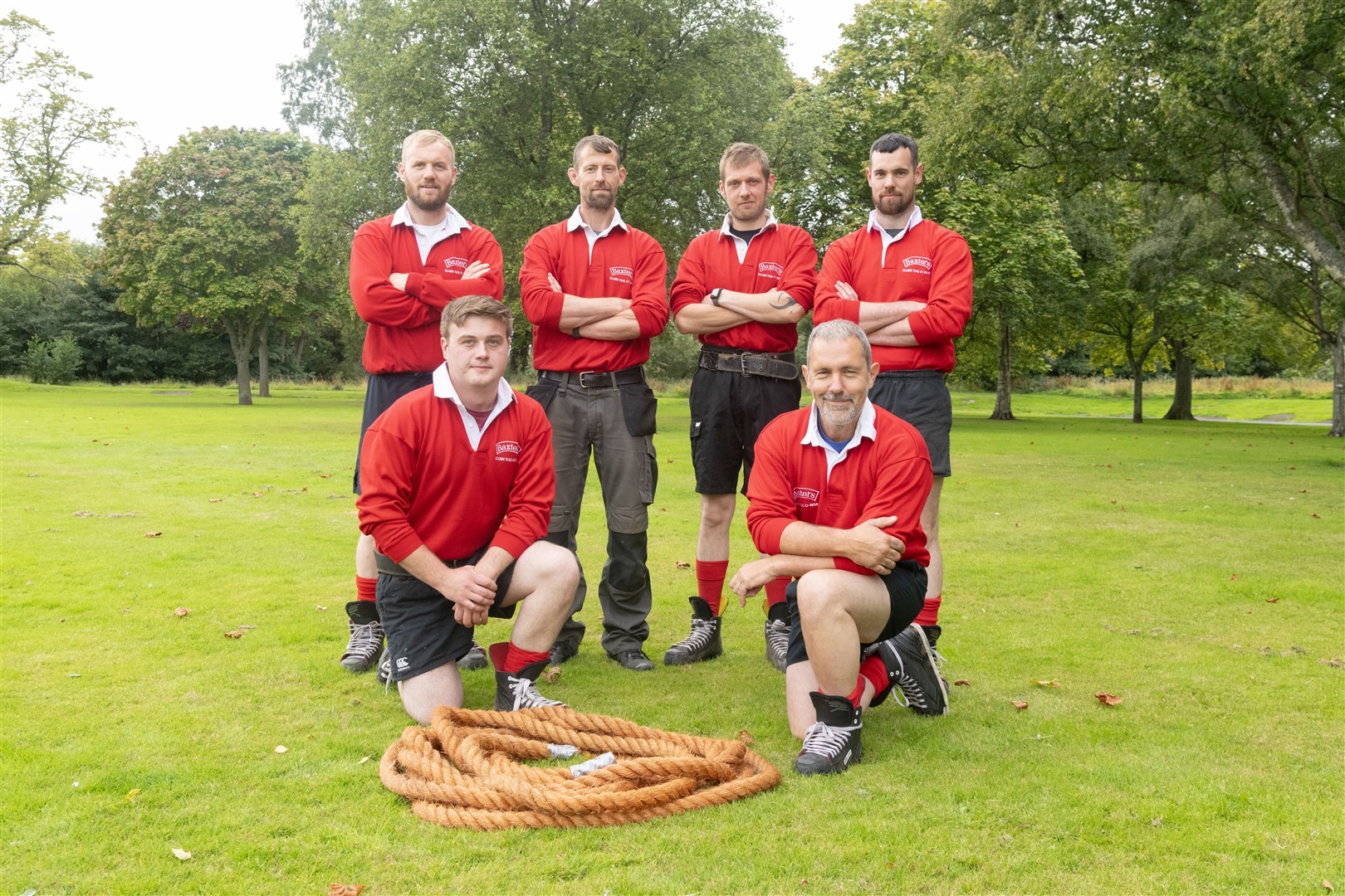 Team Elgin ahead of the British and Irish Tug of War Championship in the Cooper Park, Elgin on Saturday, August 12. Picture: Beth Taylor