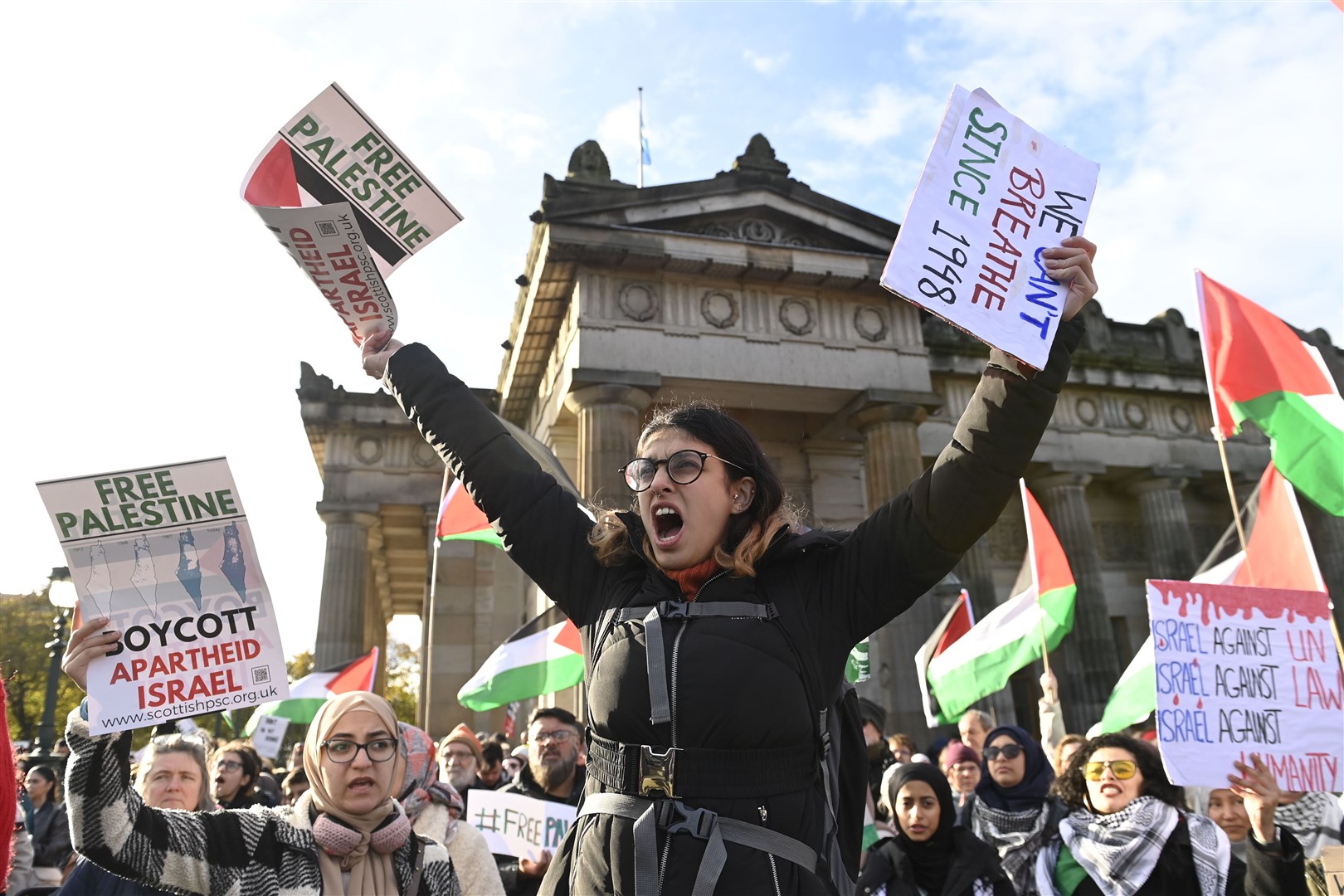 A demonstration also took place in Edinburgh (Lesley Martin/PA)