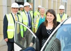 Aileen Campbell MSP gets behind the wheel of one of Moray Council's new electric cars.