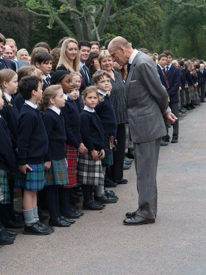 The Duke of Edinburgh during a visit to the school later in life.