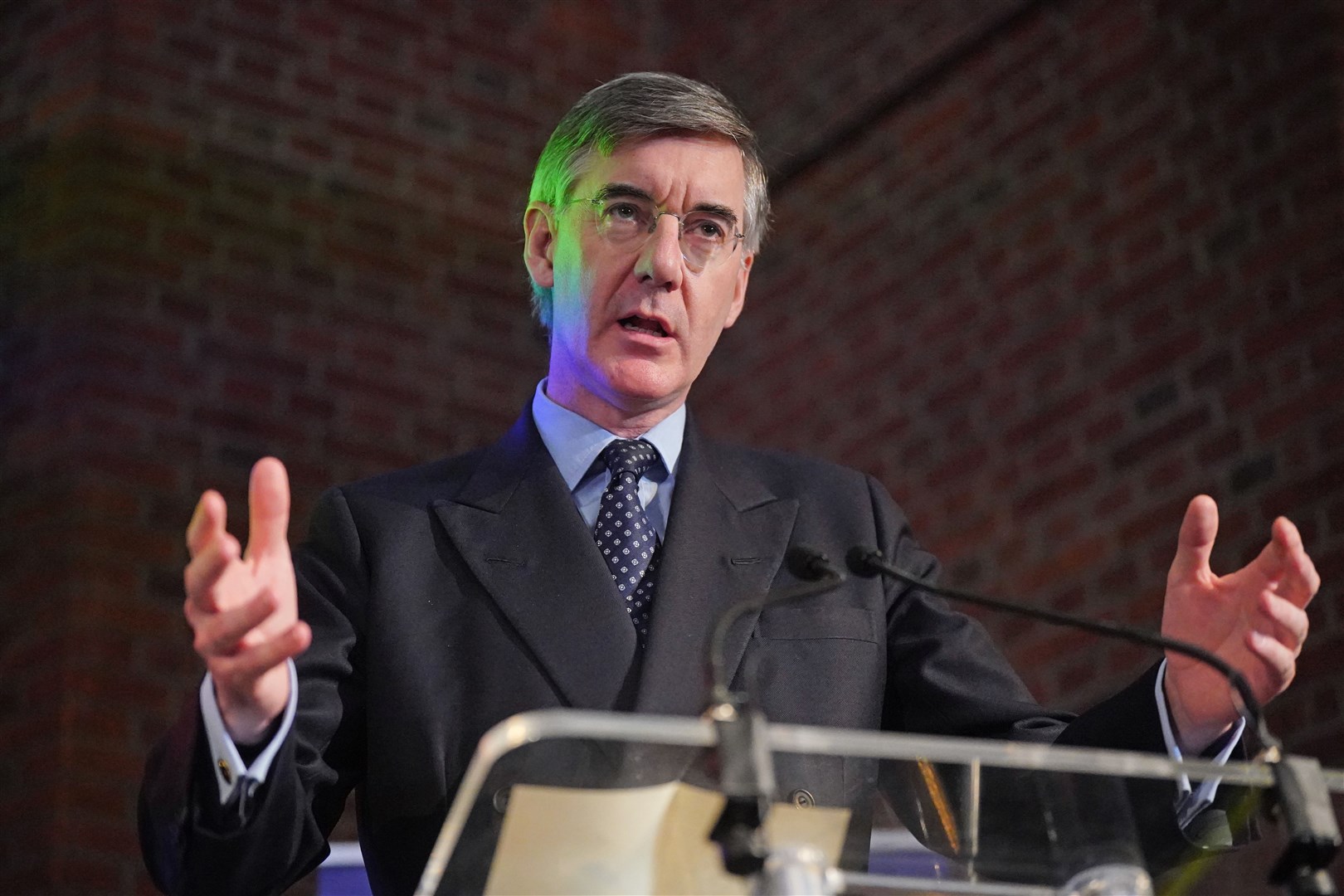 Sir Jacob Rees-Mogg told the rally the ‘age of Davos man is over’ (Victoria Jones/PA)