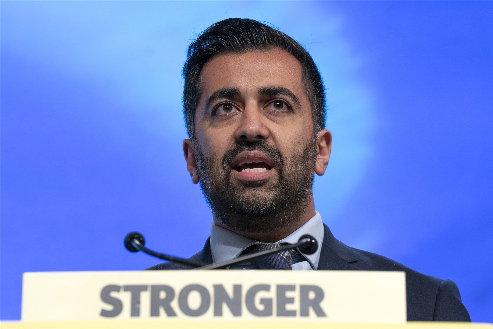 First Minister and SNP leader Humza Yousaf addressed the SNP conference (Jane Barlow/PA)