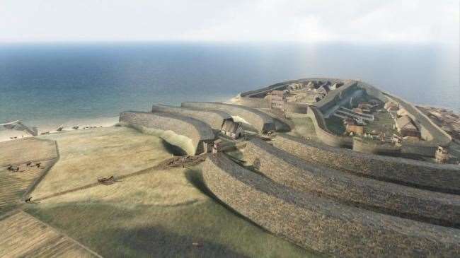 The ancient site of Burghead with his massive defensive walls.