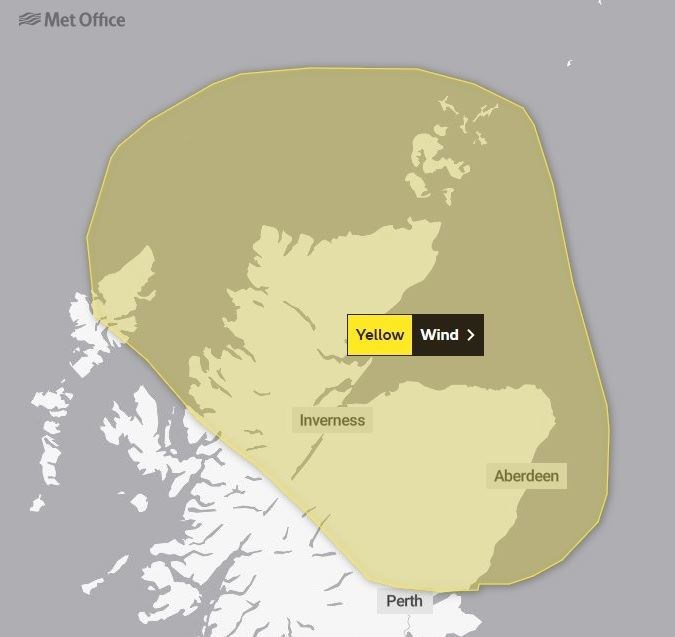 The area covered by the latest Met Office weather warning. Picture: Met Office.