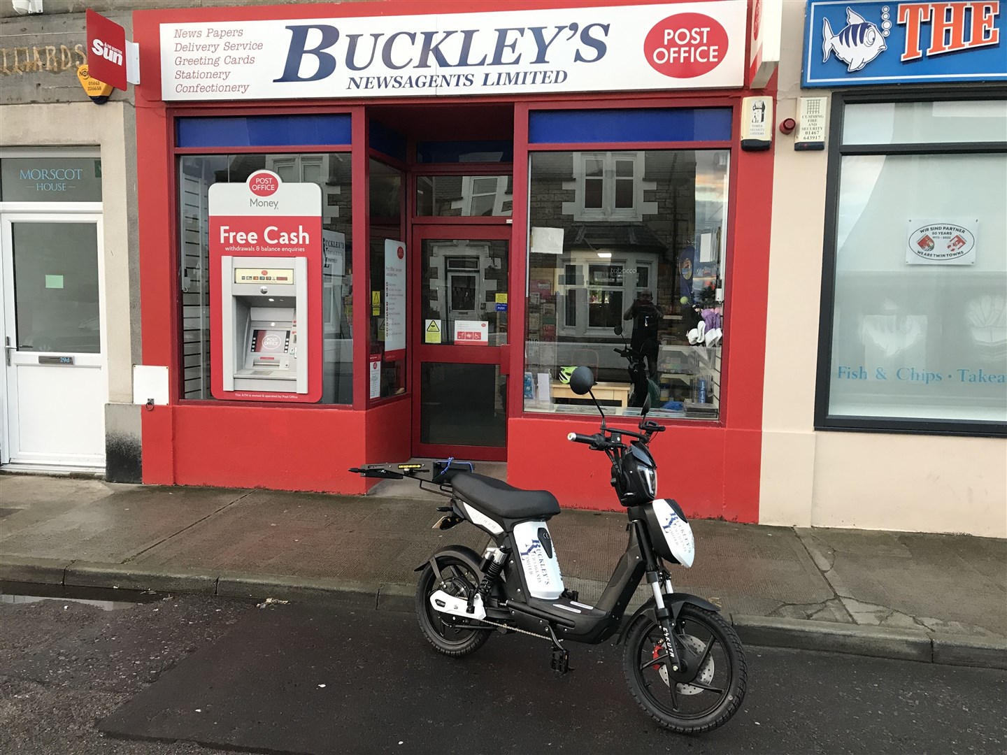 Buckley's Newsagents has a new electric scooter, which owner Tony Rook is using to do his rounds.