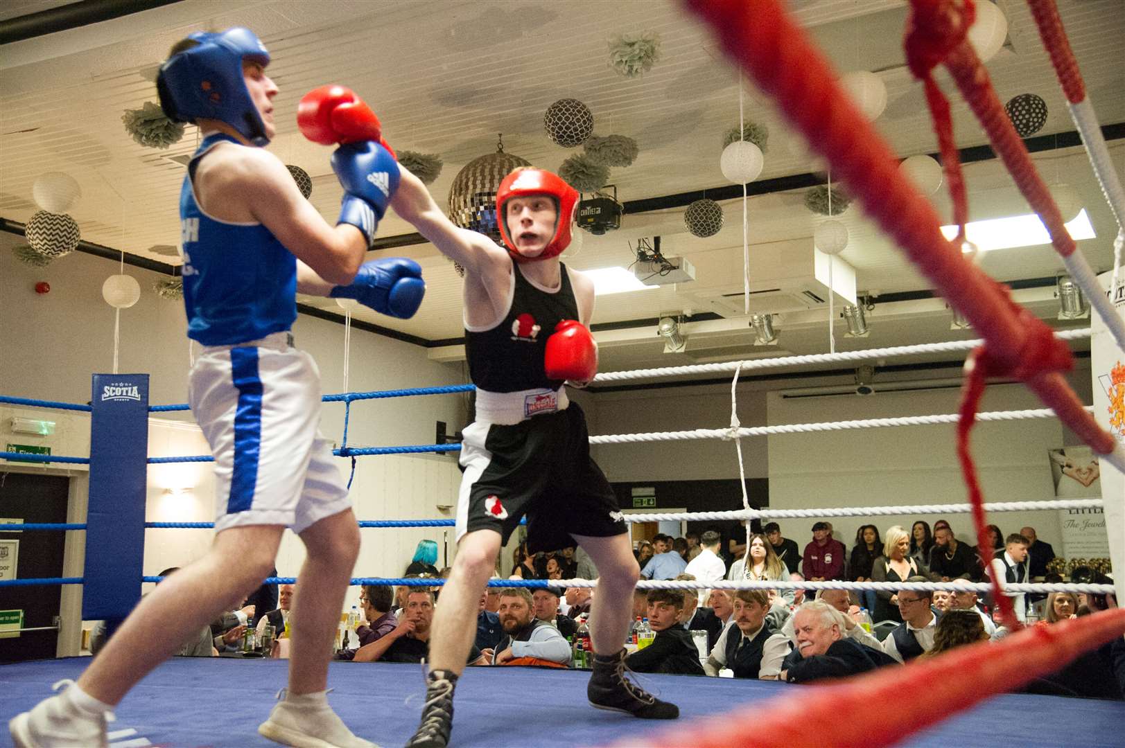 Elgin ABC's Jacob Ballingall (right) won against Matthew Allan of Insch BC. Picture: Becky Saunderson..