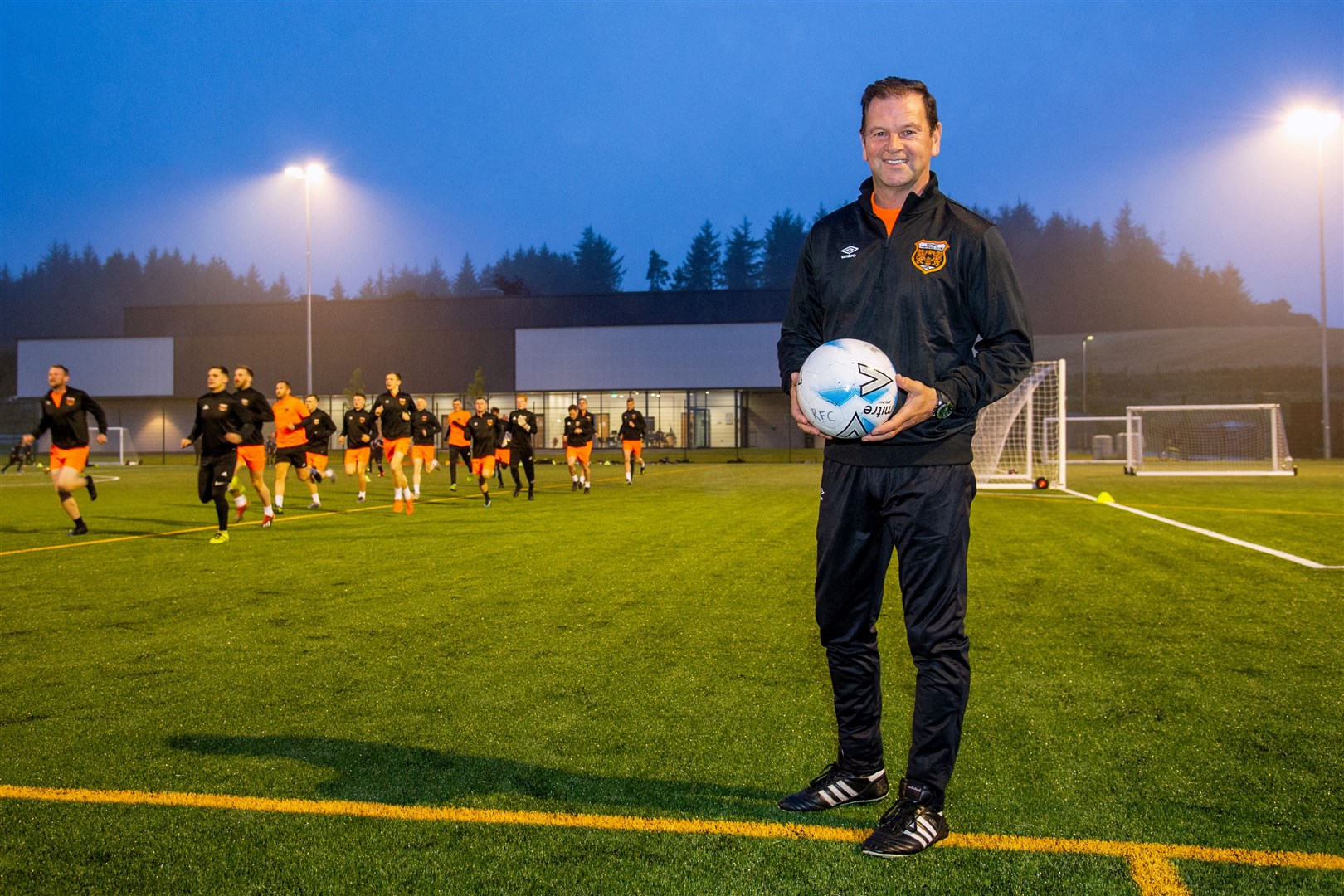 The newly appointed Rothes FC manager Ross Jack oversees his second training session at the club on the Elgin High School all weather pitch...Picture: Daniel Forsyth..