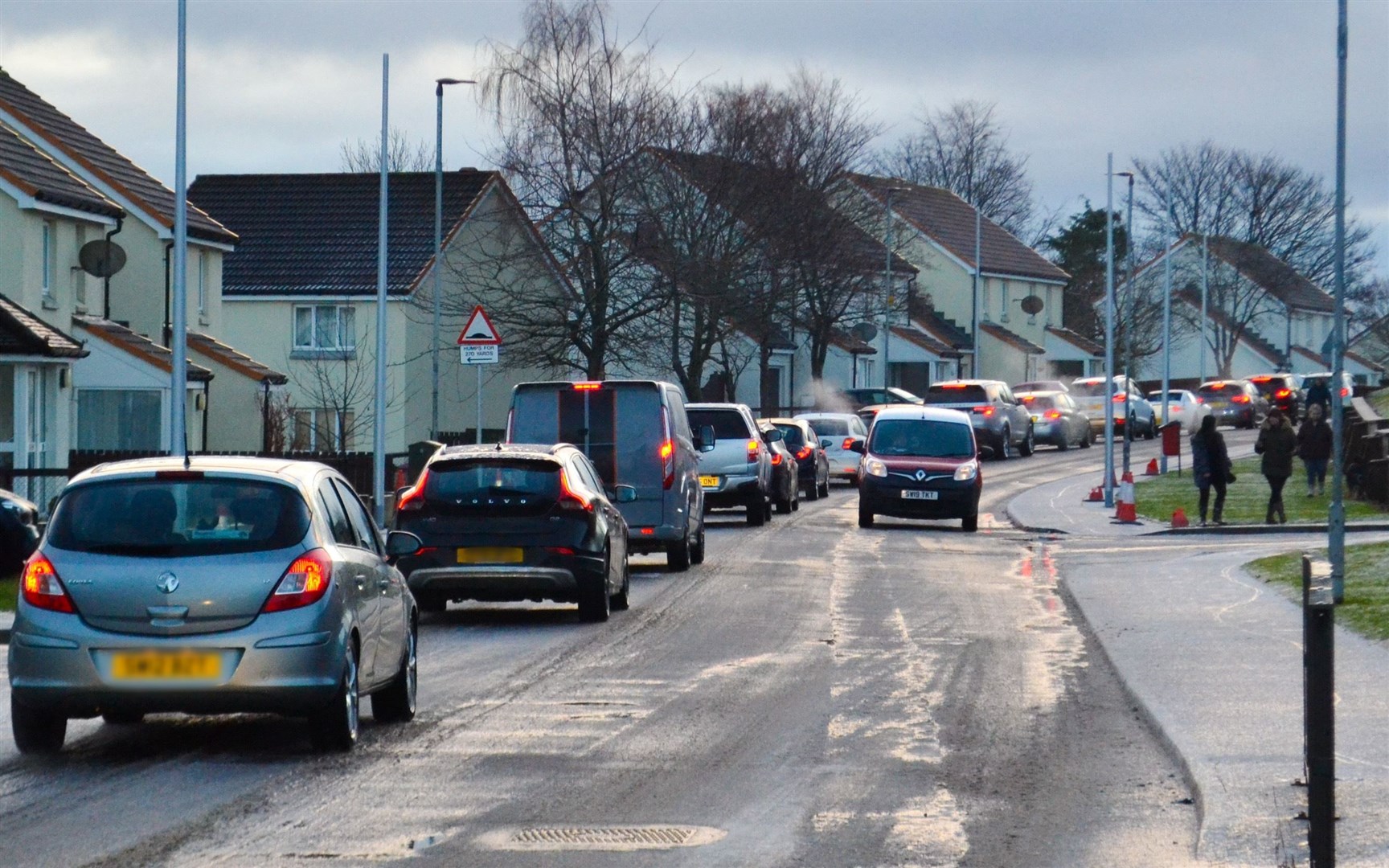 Traffic was backed up on Covesea Road in Elgin on Tuesday morning. Picture: Tyler Mcneil