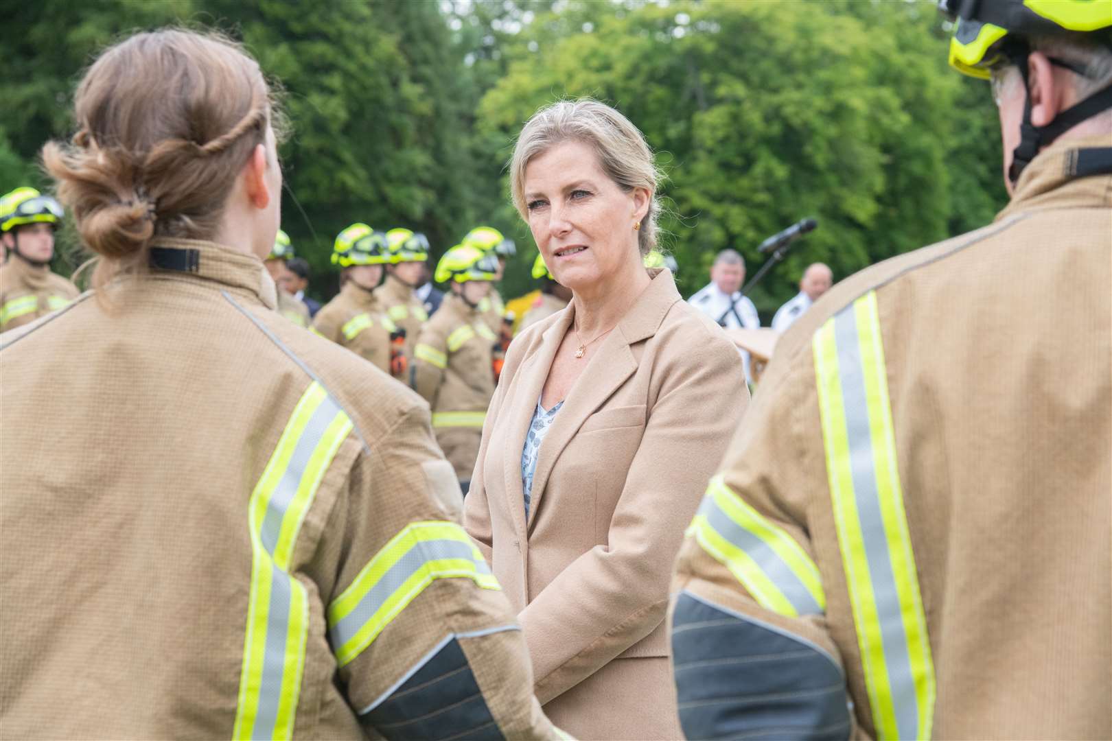 The Countess of Forfar speaks to volunteers with the service...Prince Edward and Sophie, known as the Earl and Countess of Forfar when visiting Scotland, spend time at Gordonstoun School during their visit to Moray...Picture: Daniel Forsyth..