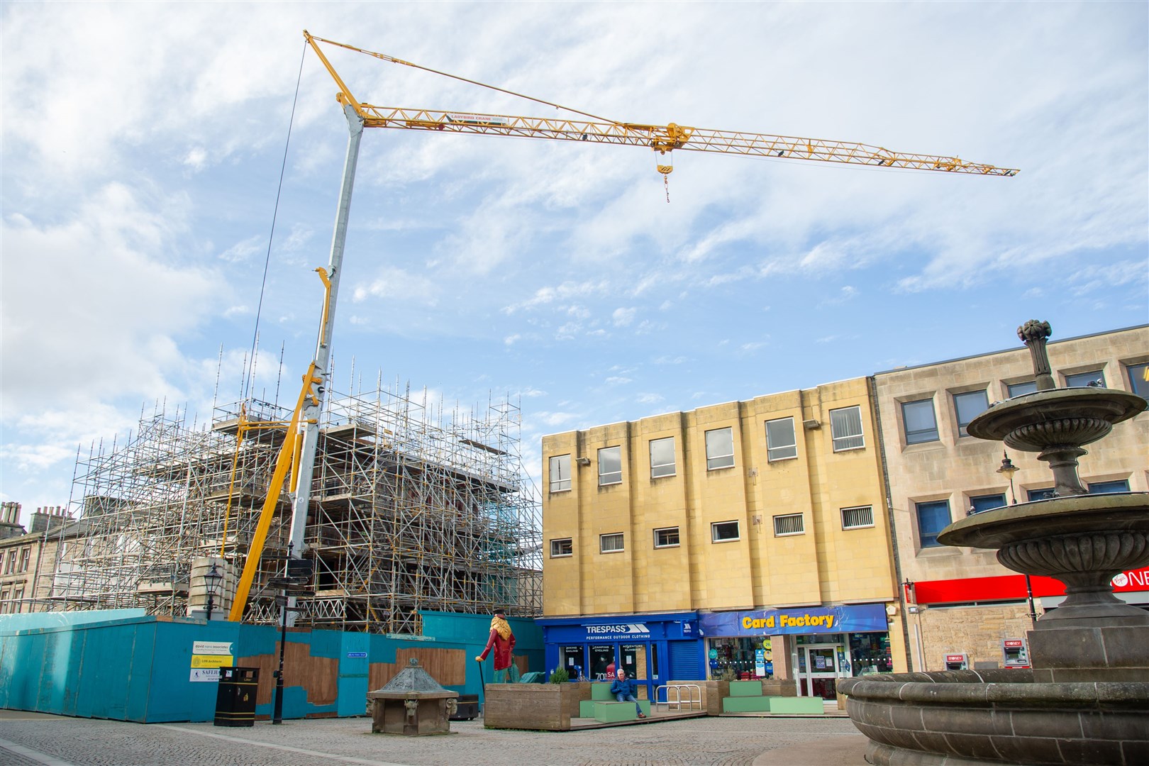 The Elgin store is the only one that Poundland owns in its own right. A large crane had to be brought in during a major part of its redevelopment last year. Picture: Daniel Forsyth