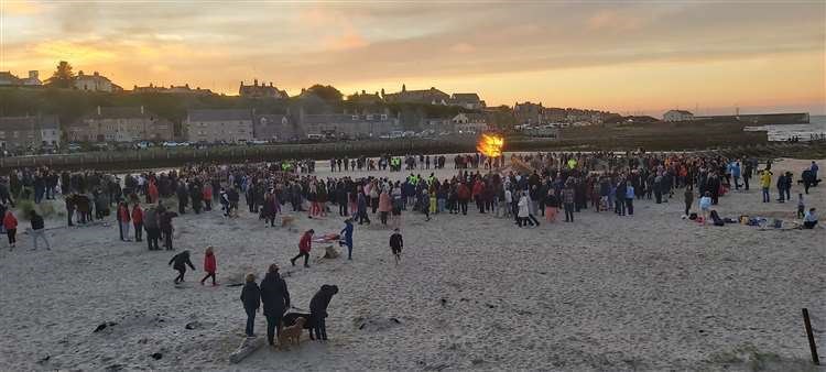 Jubilee beacon on the beach at Lossiemouth just days after the opening of the town's new bridge. Picture: Highland News and Media