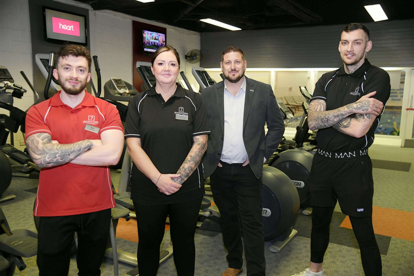 From left: Rhys Blackwell, Lisa Clarkson, Wimpie Blatt and Luke Clarkson in the gym at the Eight Acres Hotel in Elgin...Picture: Beth Taylor.