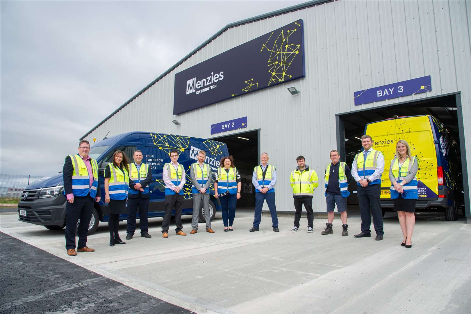 Staff at the official opening of the new Menzies Distribution hub on the outskirts of Elgin. Picture: Daniel Forsyth.