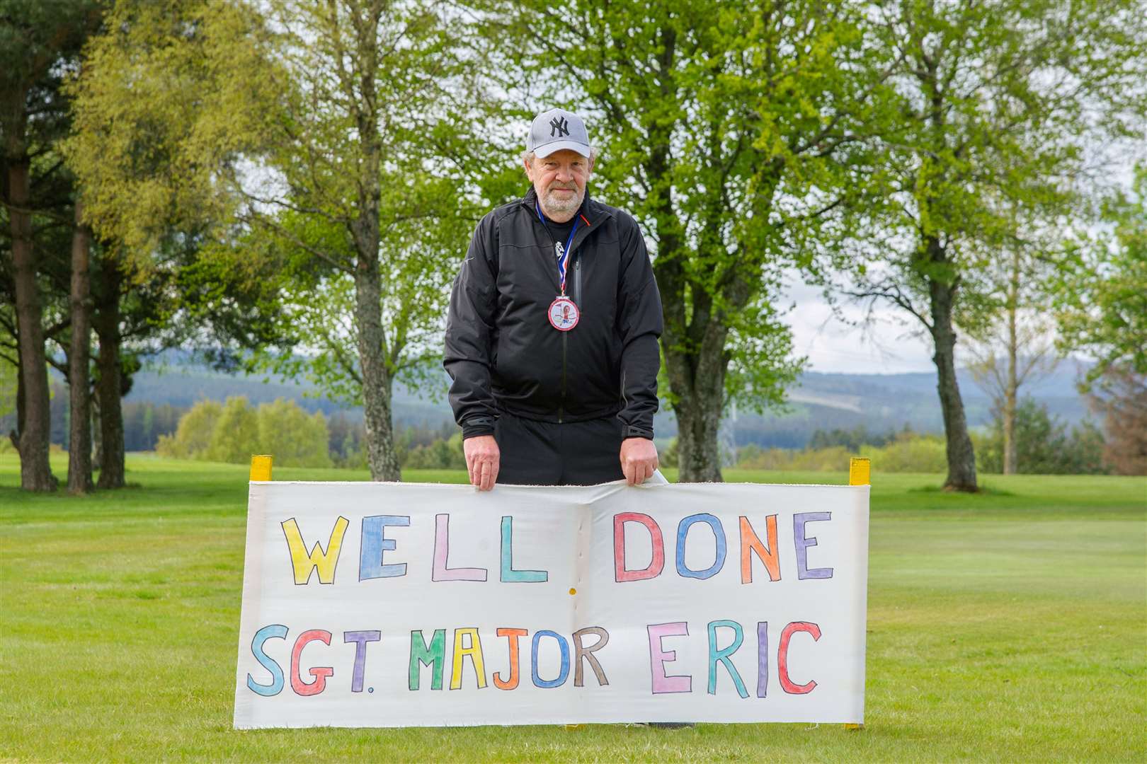 After around 300 laps around Keith Golf Club's 18th green, Eric Sharp completes his five-day fundraising marathon. Picture: Daniel Forsyth