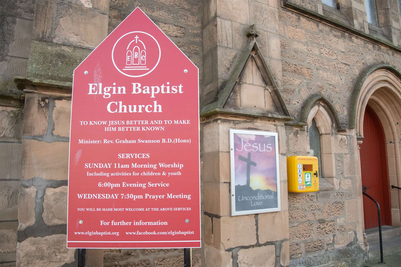 The defibrillator at Elgin Baptish Church on Reidhaven Street has been stolen. ..Picture: Daniel Forsyth..